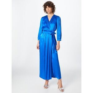 Pinko papaya satin dress royal cobalt blue‎ small wrap maxi